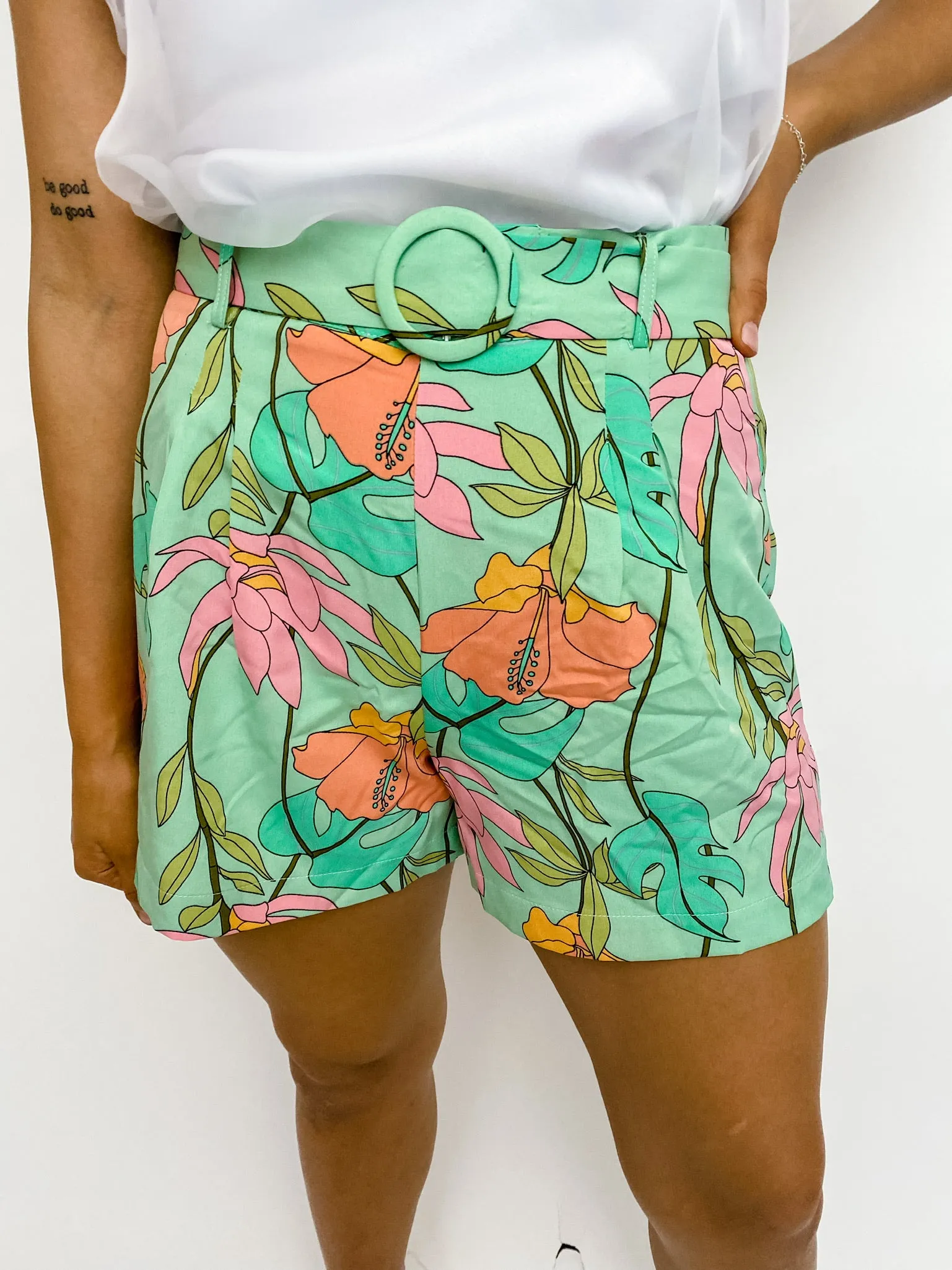 Cely Floral Belted Short sold by Mimosa