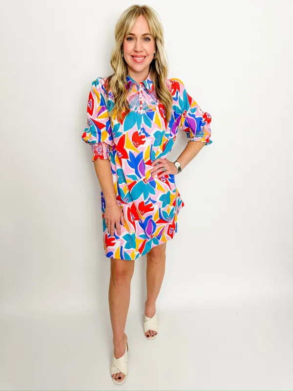 Sunny Day Smocked Yoke Mini Dress sold by Mimosa