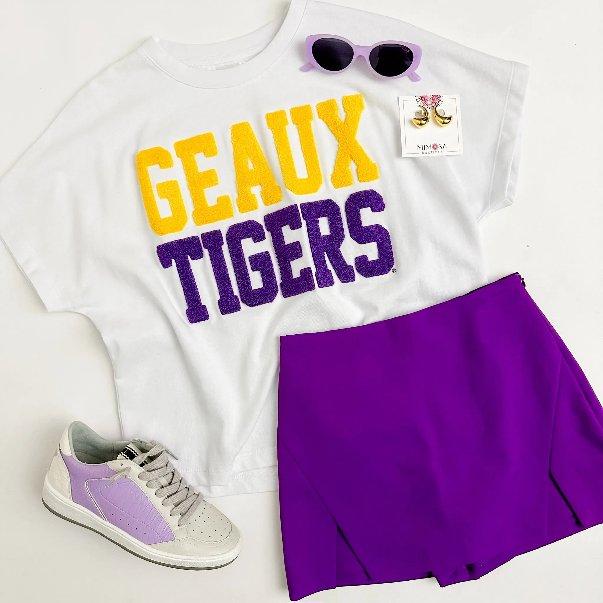 The Geaux Tigers Chenille Team Top sold by Mimosa
