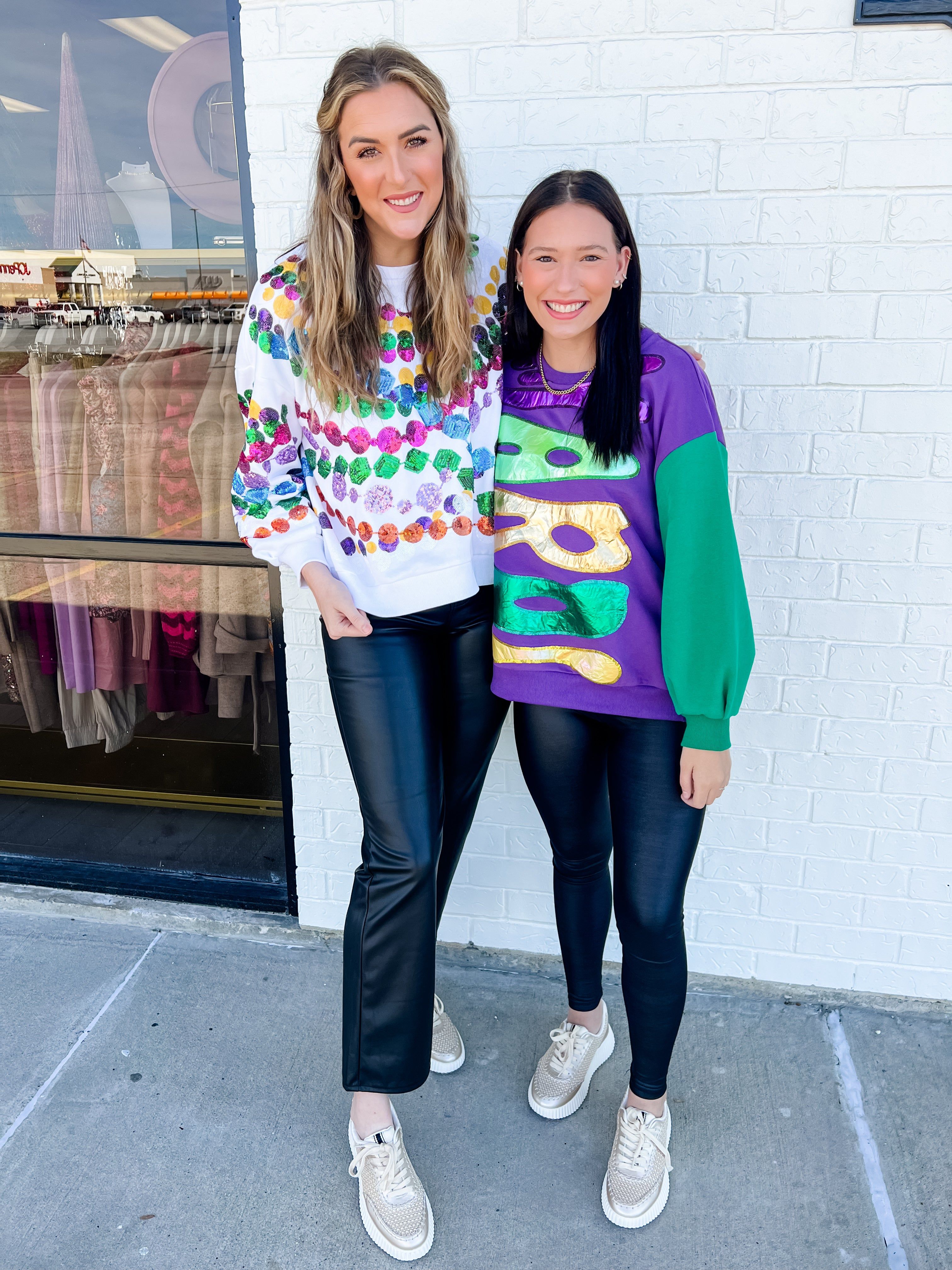 Colorblock Mardi Gras Foil Sweatshirt sold by Mimosa product image thumbnail 2
