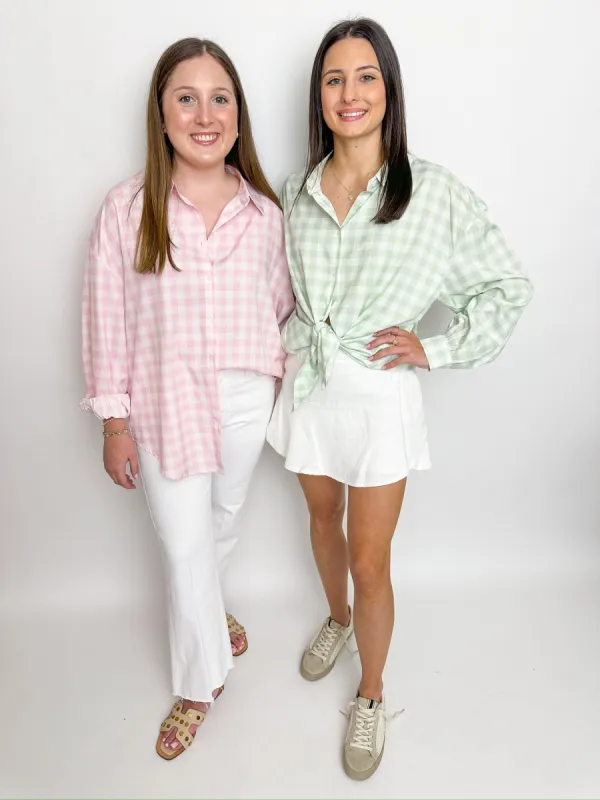 Sonny Long Sleeve Gingham Button Up sold by Mimosa