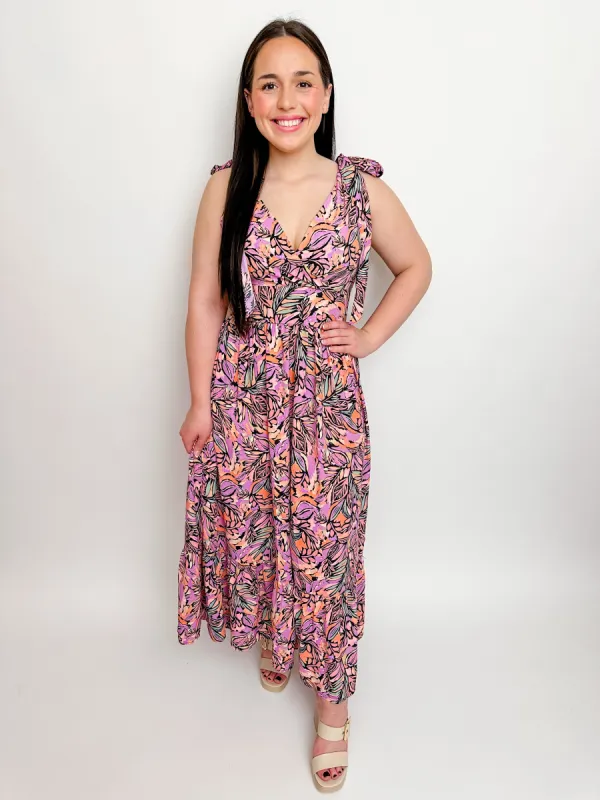 Tropics Tie Shoulder Maxi Dress sold by Mimosa