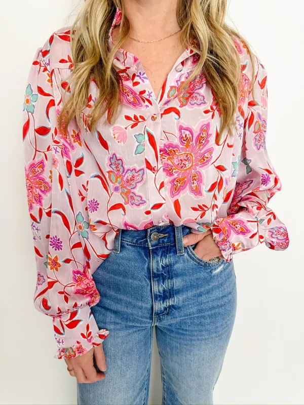 Full Bloom Button Up Blouse sold by Mimosa