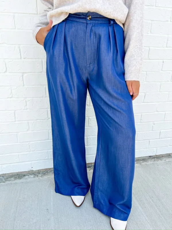 Midnight Chambray Wide Leg Pant sold by Mimosa