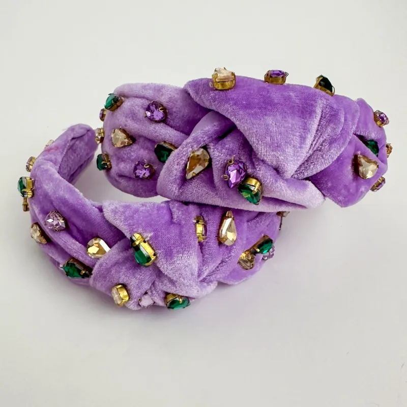 Mardi Gras Velvet Rhinestone Headband sold by Mimosa