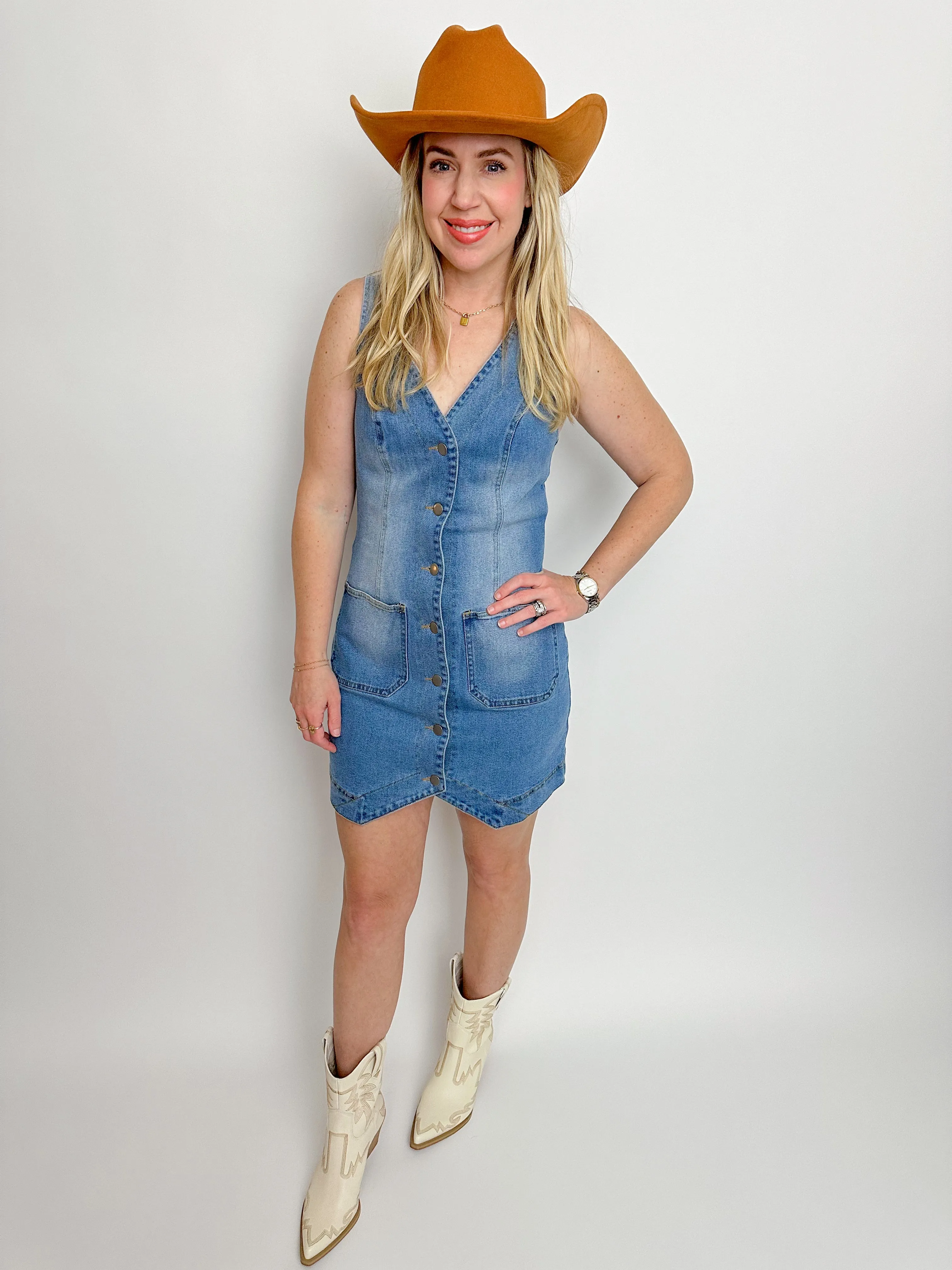 Denim Vest Mini Dress sold by Mimosa product image thumbnail 3