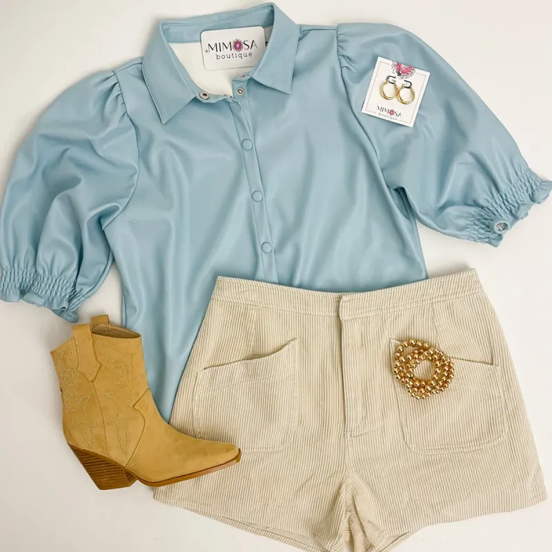 Lennox Collared Leather Blouse sold by Mimosa