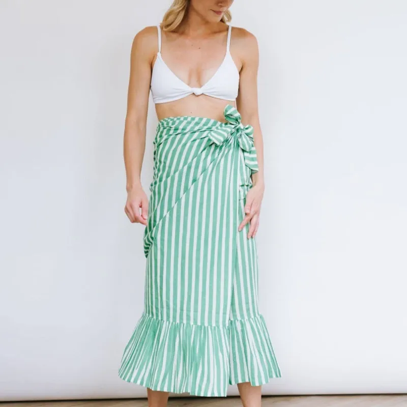 ST Green and White Stripe Vienna Sarong sold by Mimosa
