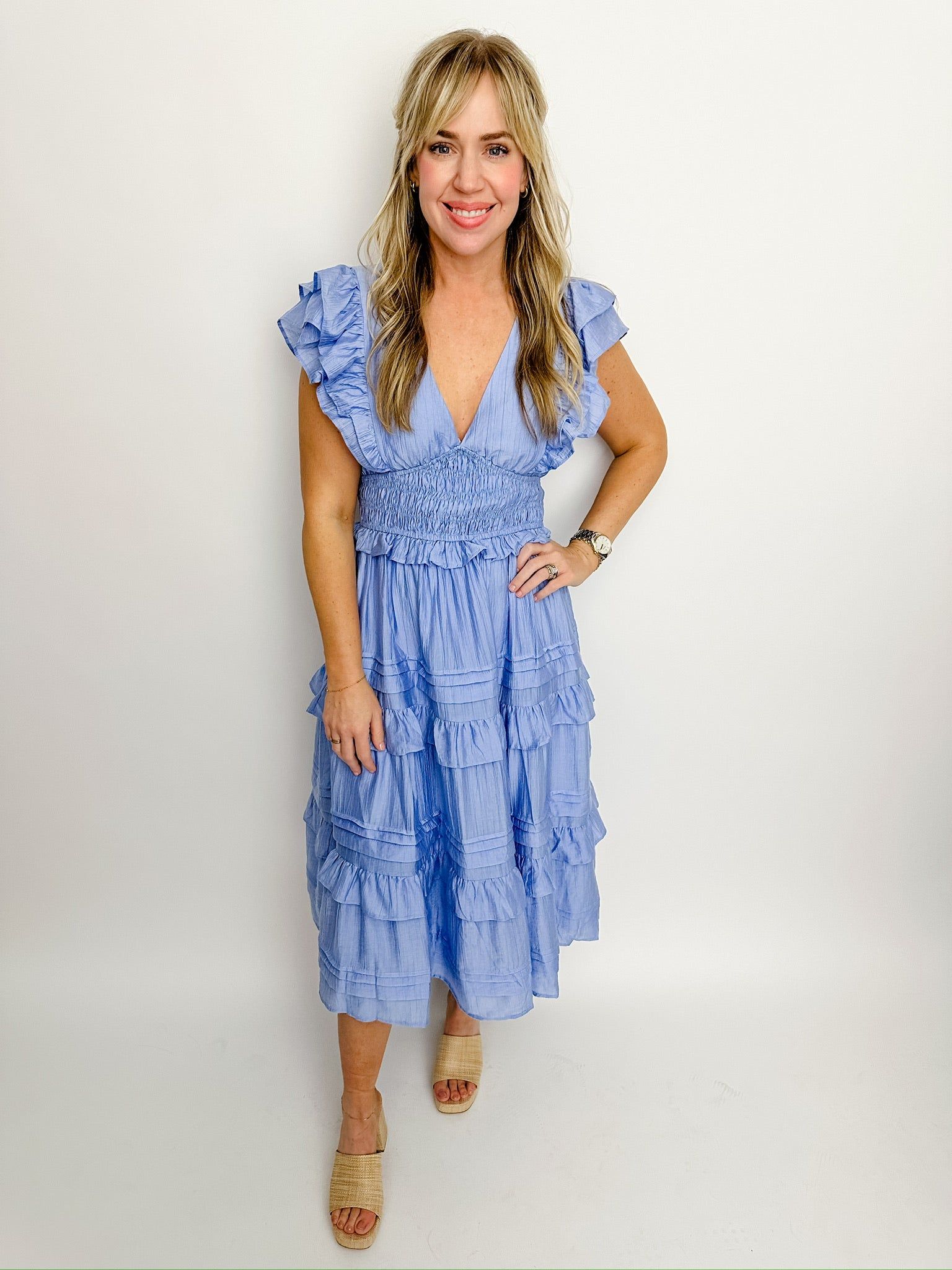 Gemma Ruffled Midi Dress sold by Mimosa