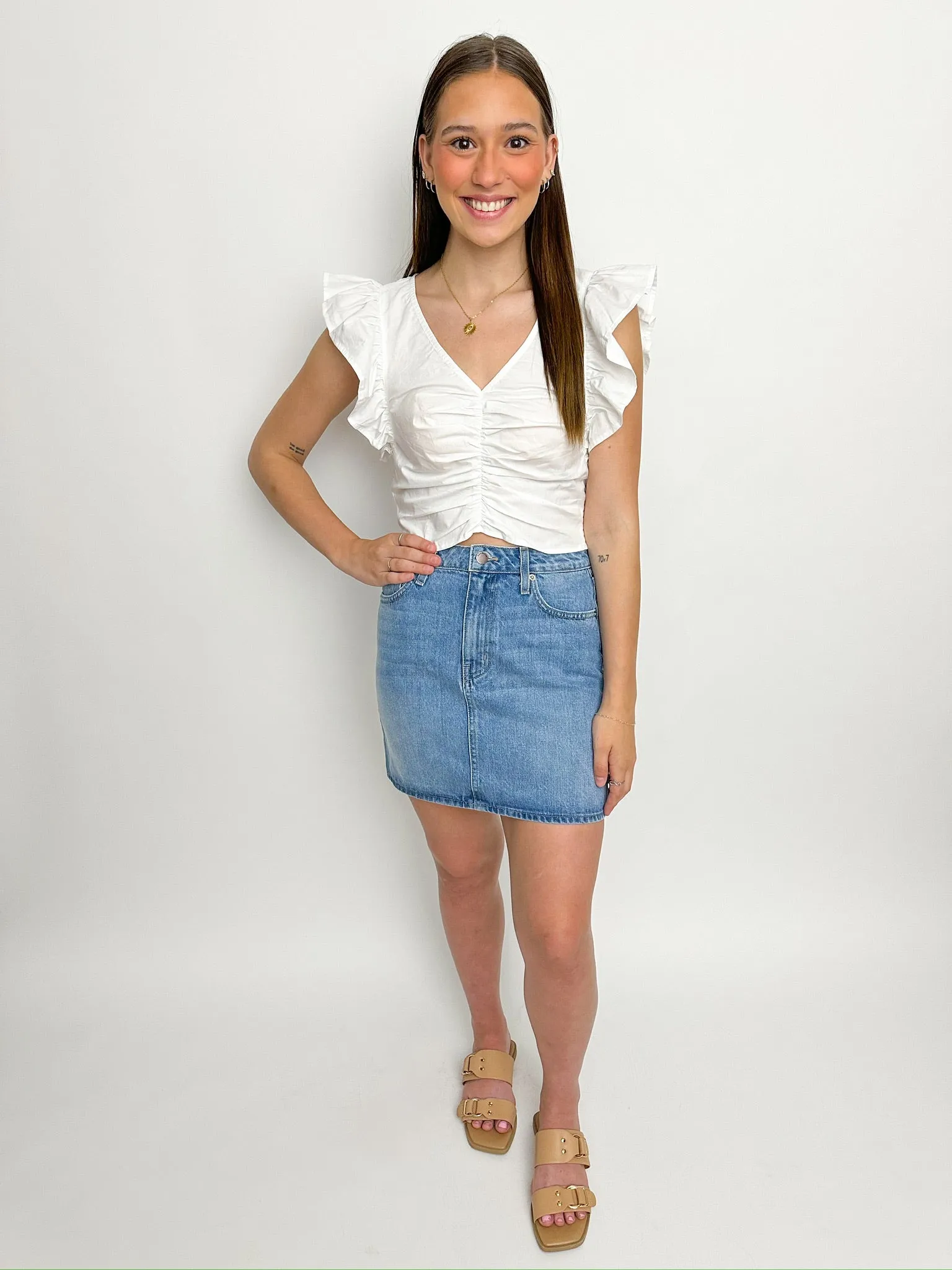Grayson Ruched Front Crop Blouse sold by Mimosa product image thumbnail 2