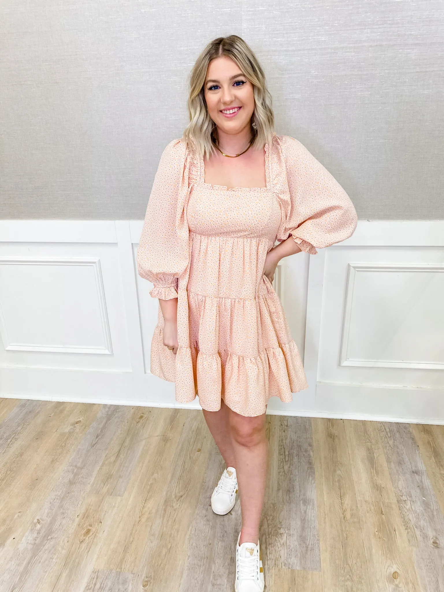 Long Sleeve Daisy Square Neck Dress sold by Mimosa