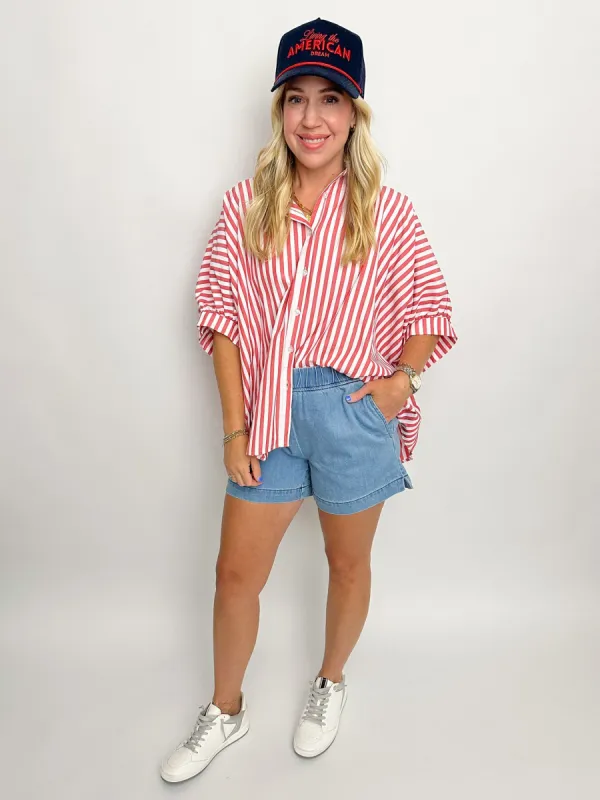 Oversized Stripe Button Up sold by Mimosa
