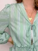 Iris Striped Tie Front Blouse sold by Mimosa