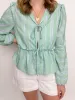Iris Striped Tie Front Blouse sold by Mimosa