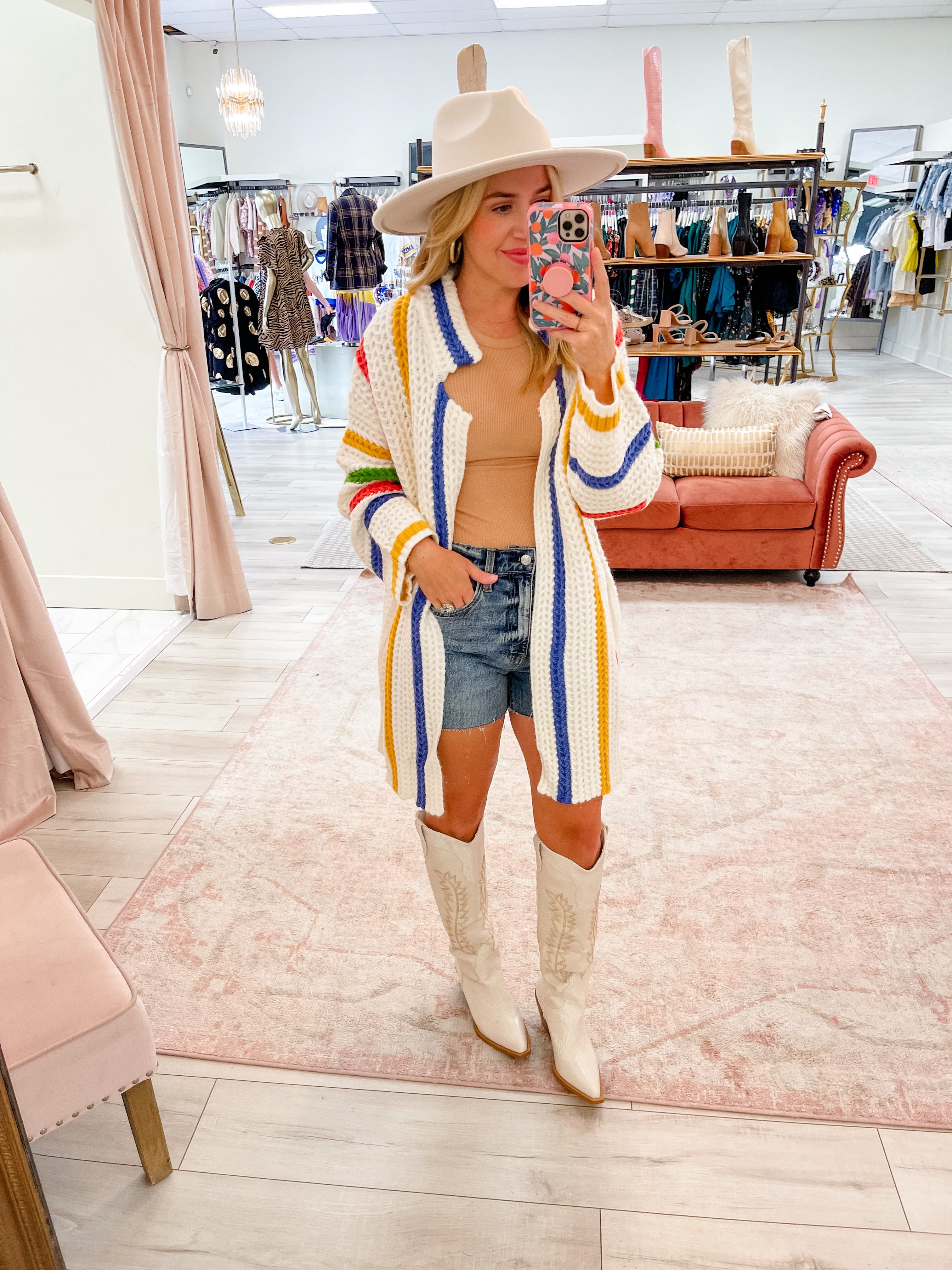 Candy Stripe Open Front Sweater Cardi sold by Mimosa product image thumbnail 3