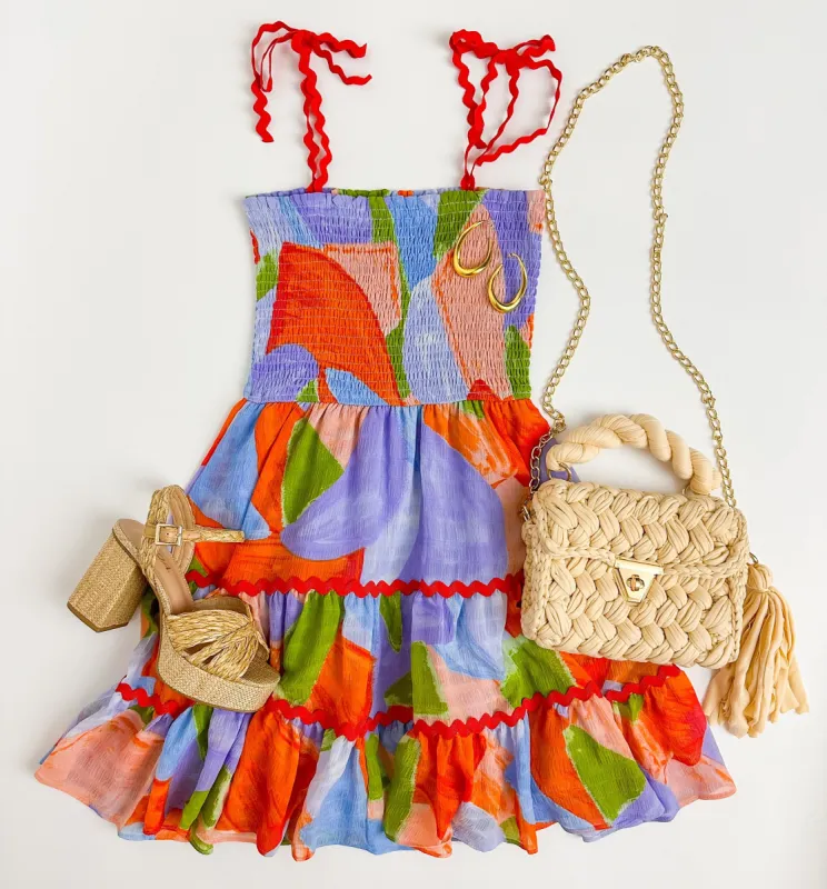 Ella Abstract Mini Dress sold by Mimosa