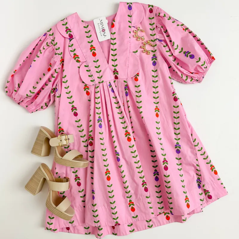 Mod Floral Vine Scallop Dress sold by Mimosa