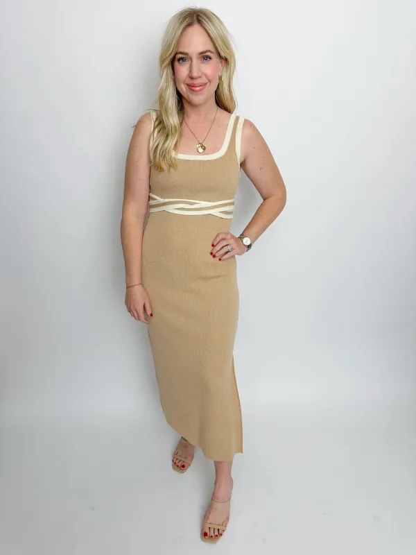 Twist Contrast Ribbed Midi Dress sold by Mimosa