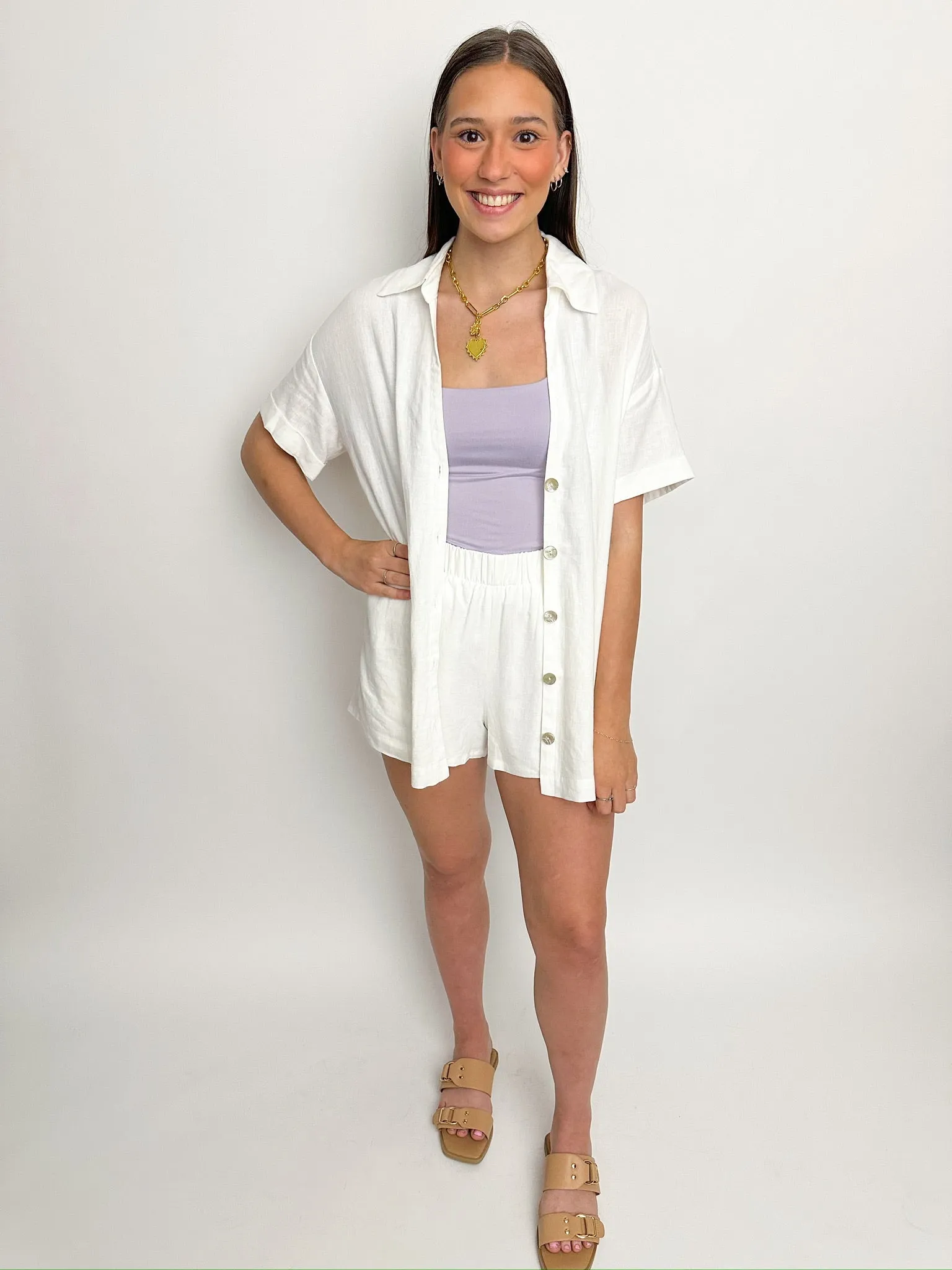 Parker Button Down White Linen sold by Mimosa product image thumbnail 2