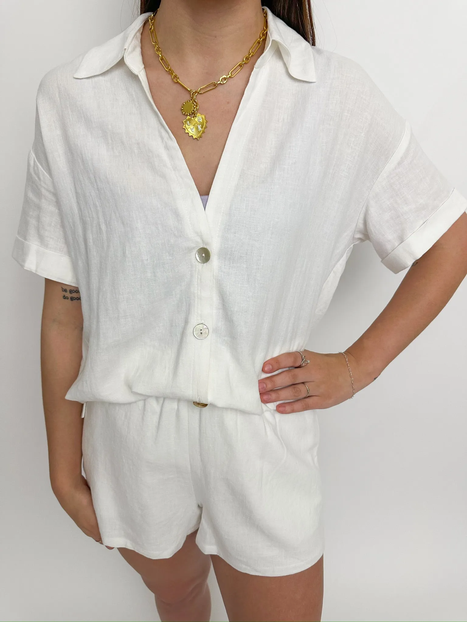 Parker Button Down White Linen sold by Mimosa