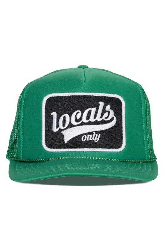Locals Only Script Trucker Hat made by Mimosa