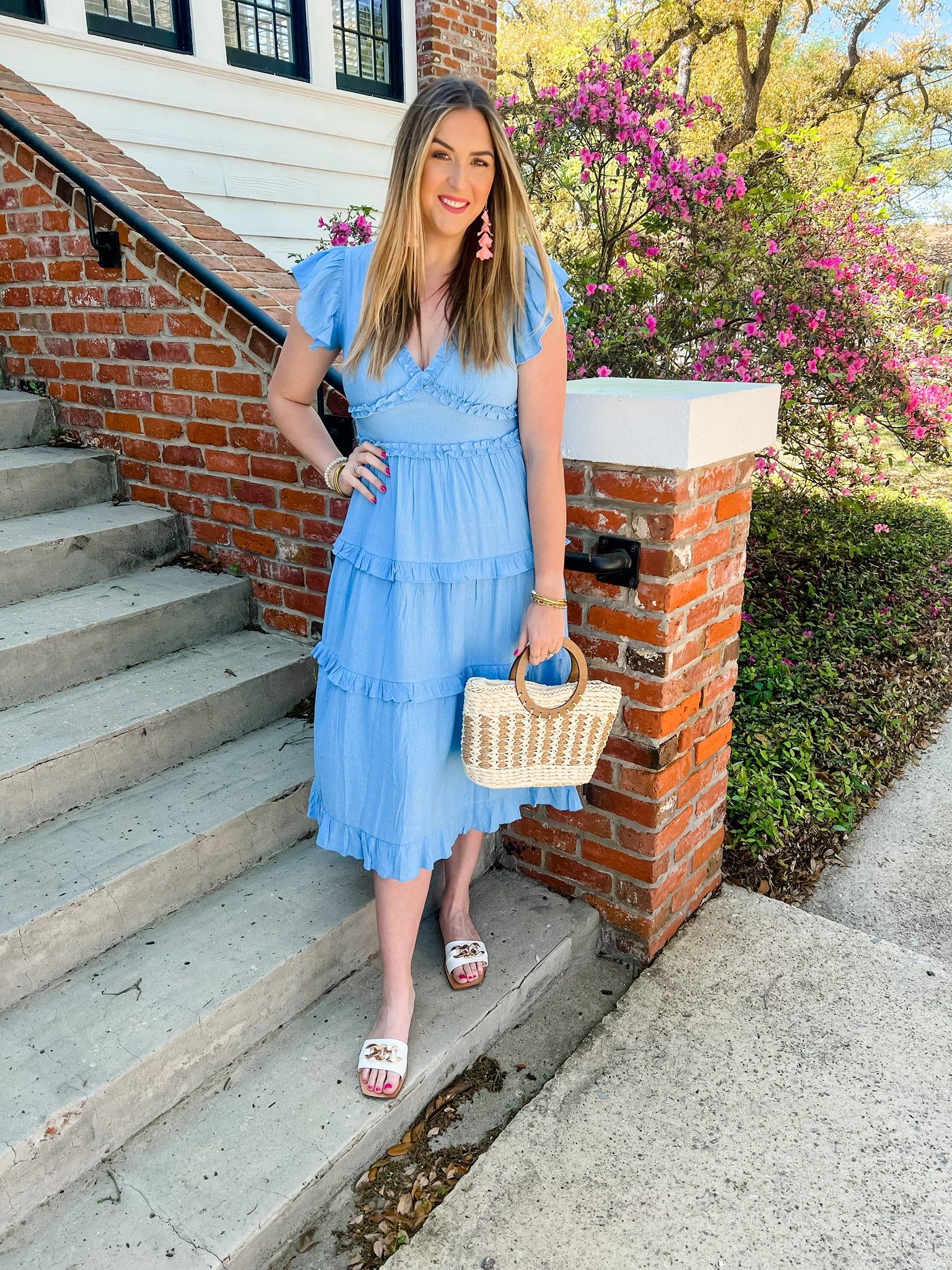 Sleeveless Ruffled V Midi Dress sold by Mimosa product image thumbnail 4