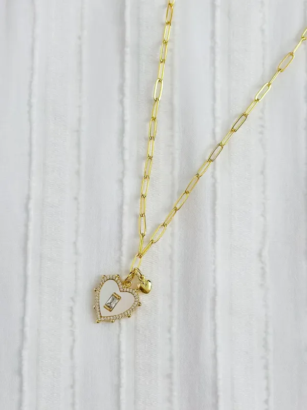 Gemelli Pearl Heart Necklace sold by Mimosa