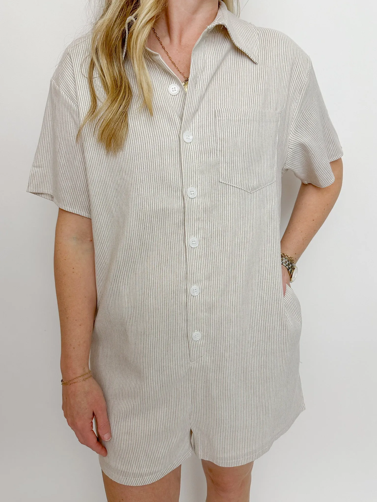 Sammy Stripe Boxy Romper sold by Mimosa product image thumbnail 2