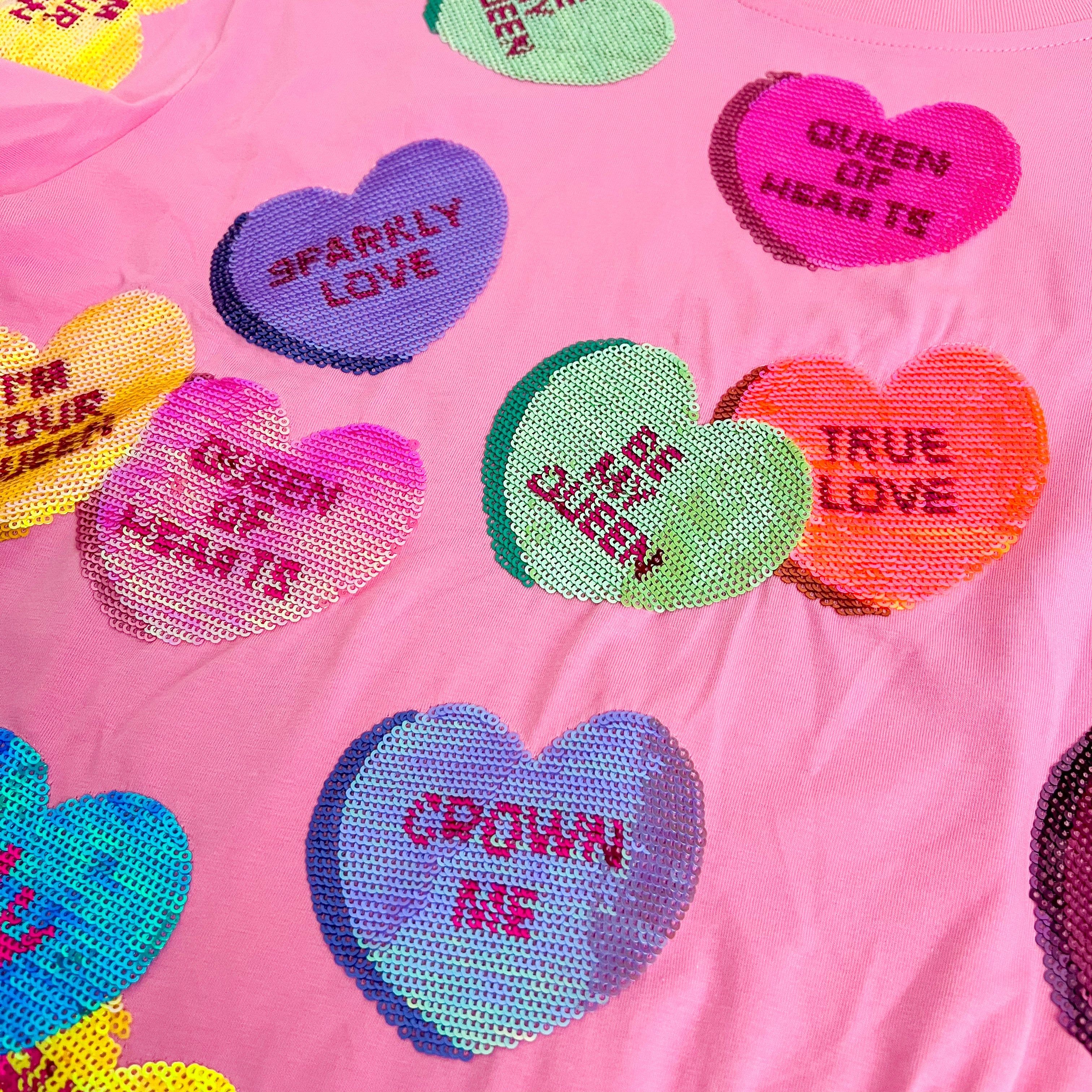 Sequin Candy Heart Tee Magenta sold by Mimosa product image thumbnail 2
