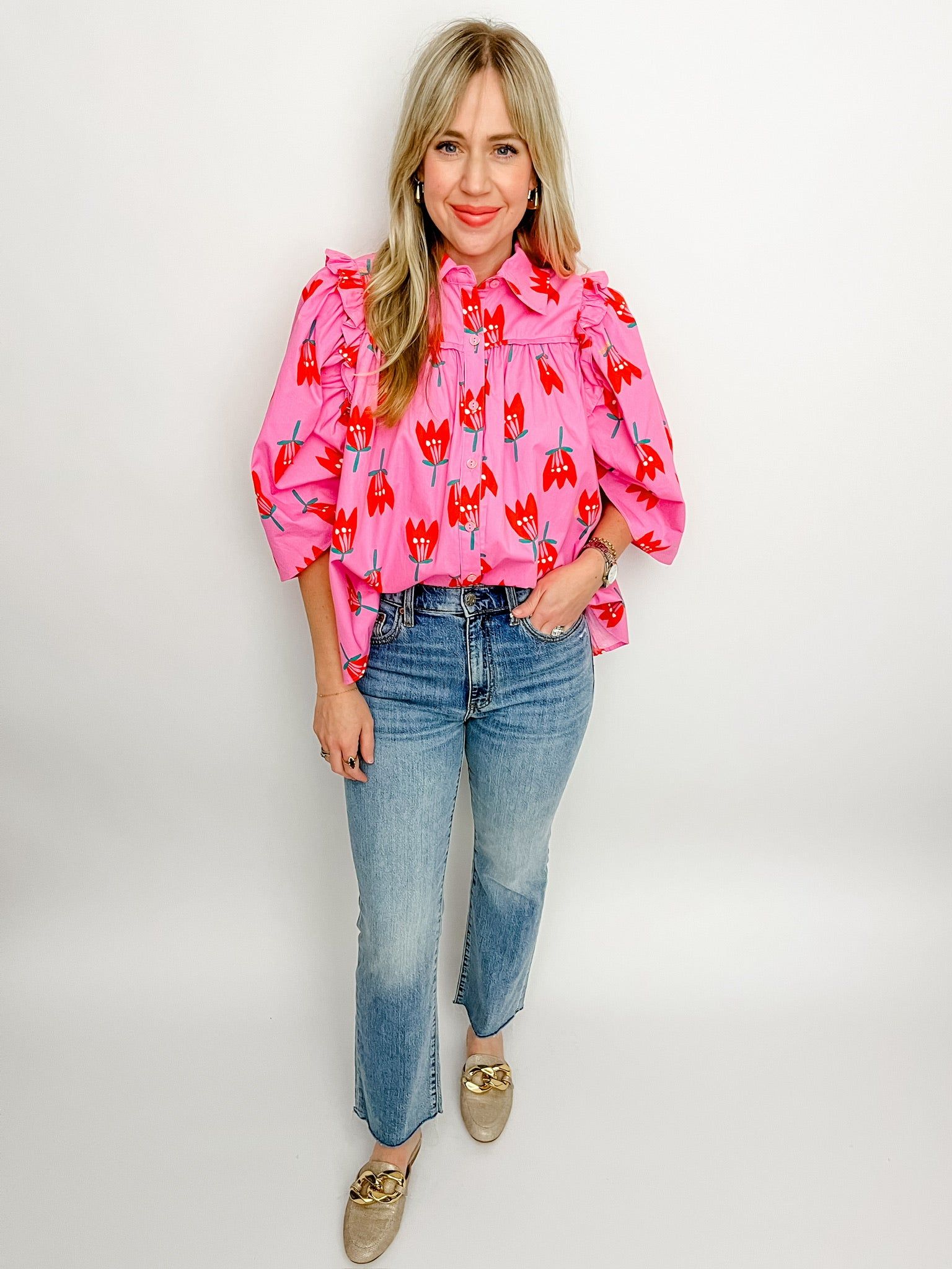 Mod Poppy Ruffle Blouse sold by Mimosa product image thumbnail 2