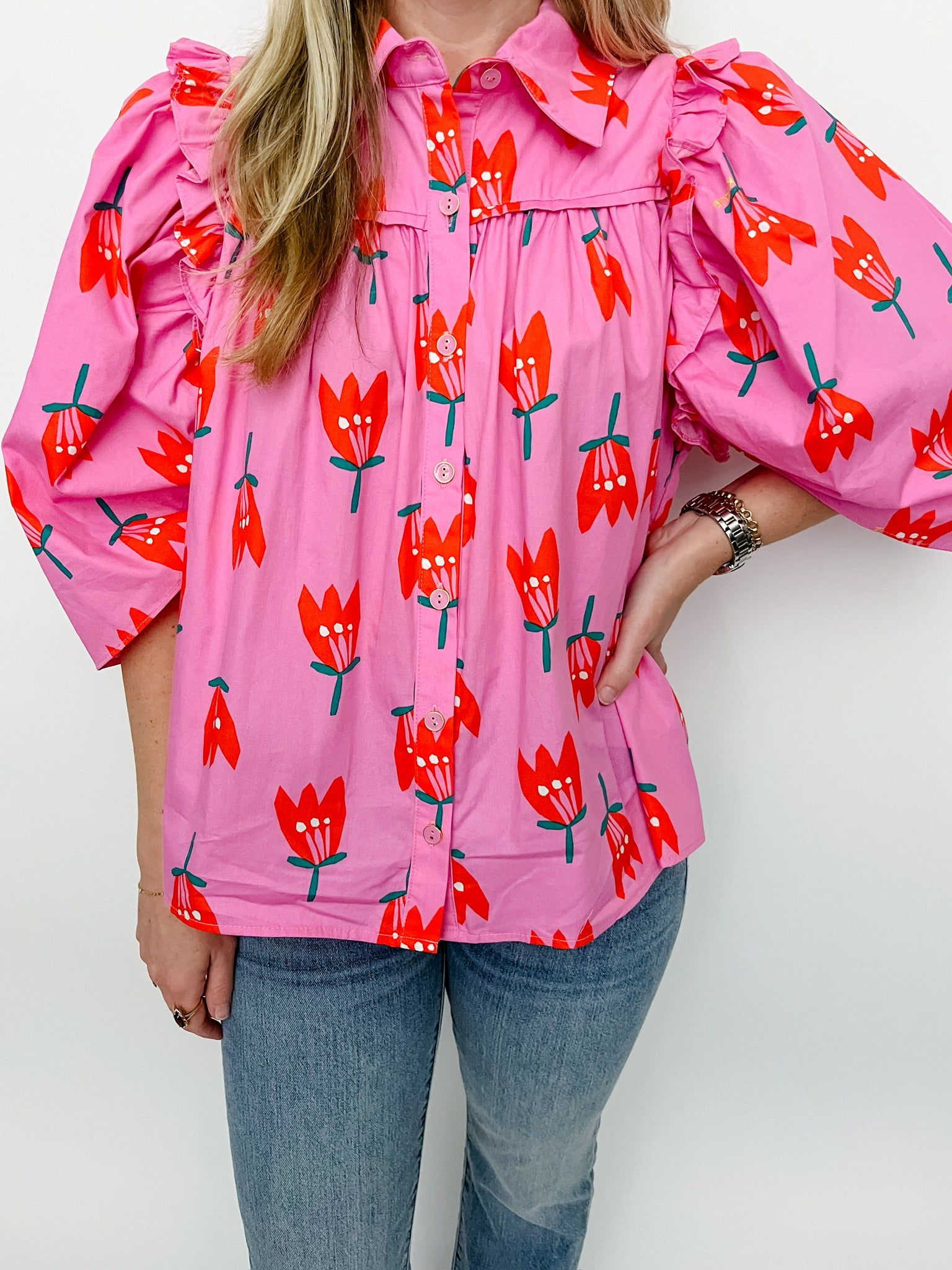 Mod Poppy Ruffle Blouse sold by Mimosa product image thumbnail 4