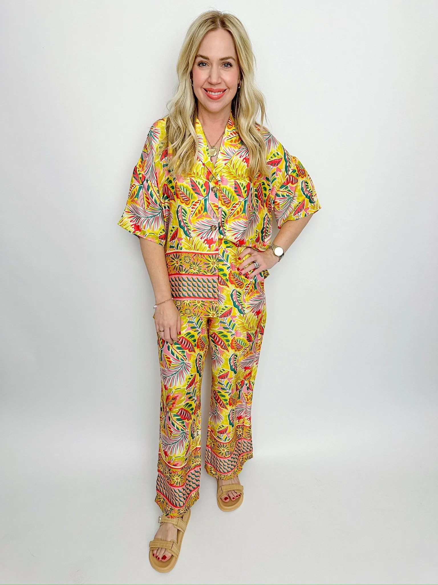 Tropical Satin Button Up sold by Mimosa