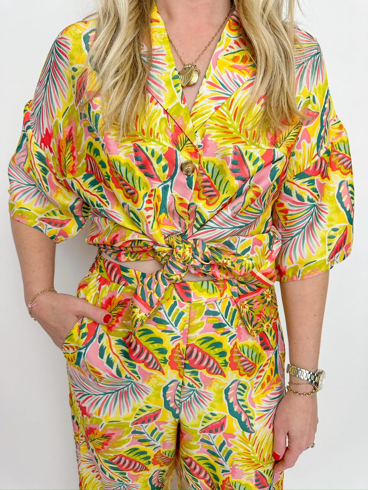 Tropical Satin Button Up sold by Mimosa product image thumbnail 3
