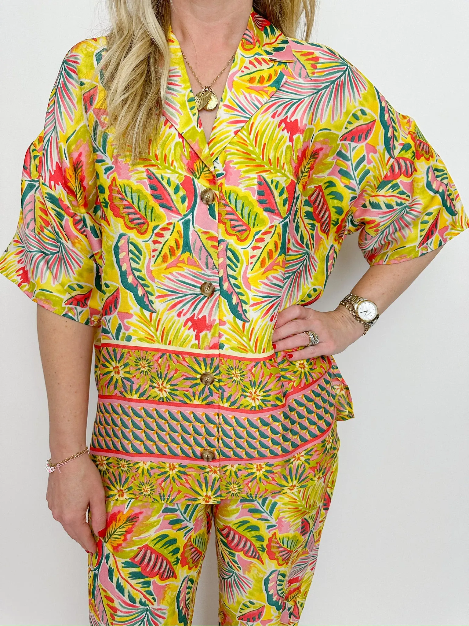 Tropical Satin Button Up sold by Mimosa product image thumbnail 2