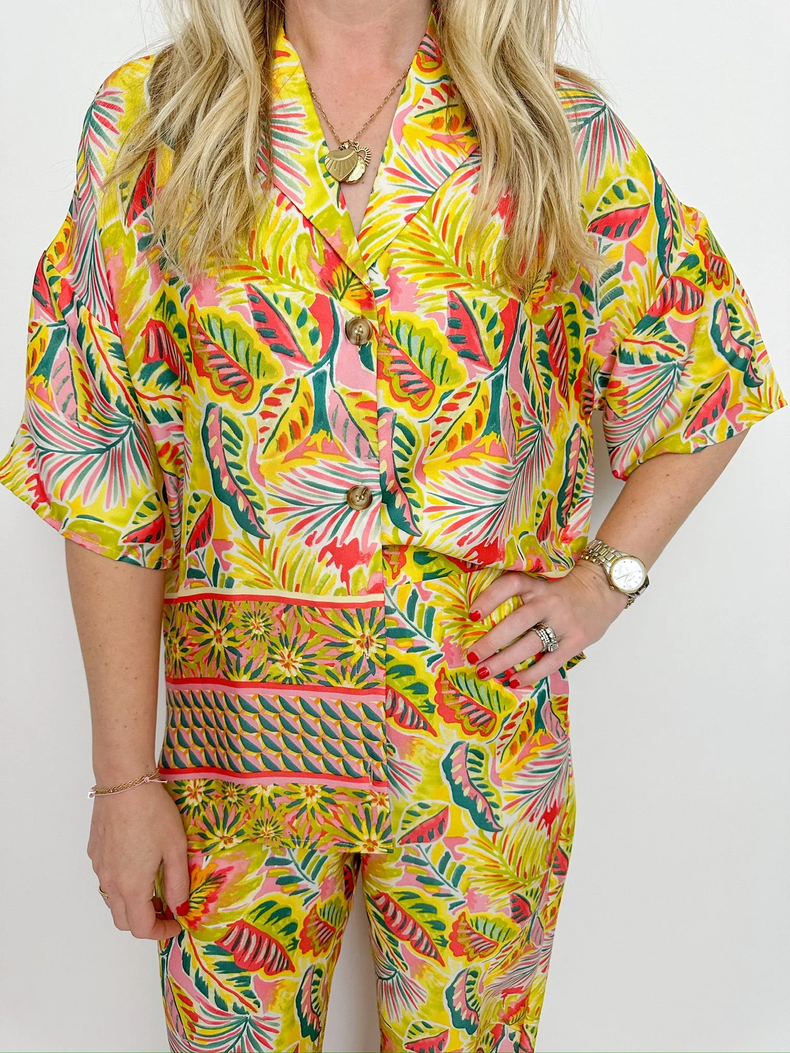 Tropical Satin Button Up sold by Mimosa product image thumbnail 4