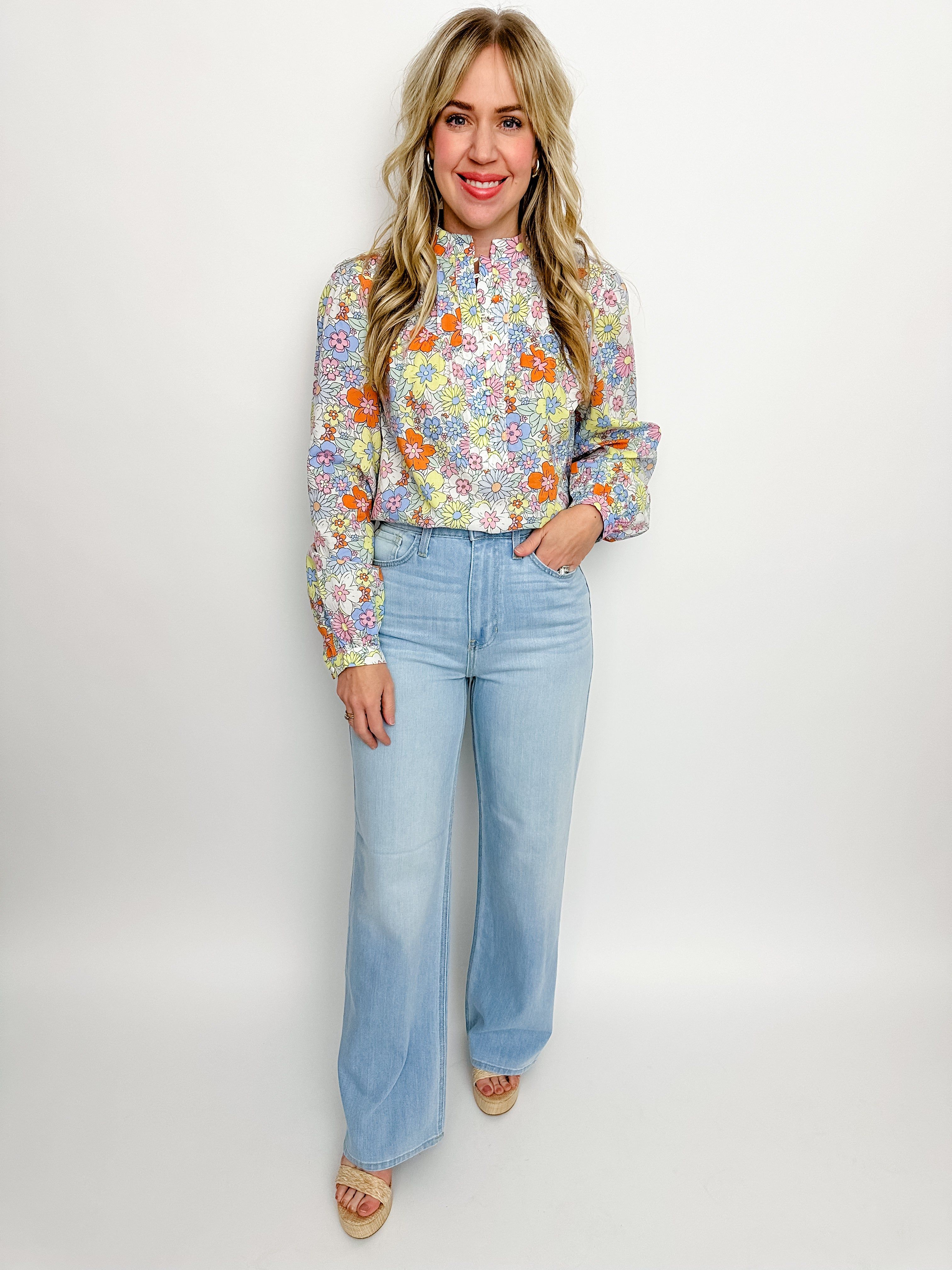 Reno Floral Pintuck Blouse sold by Mimosa