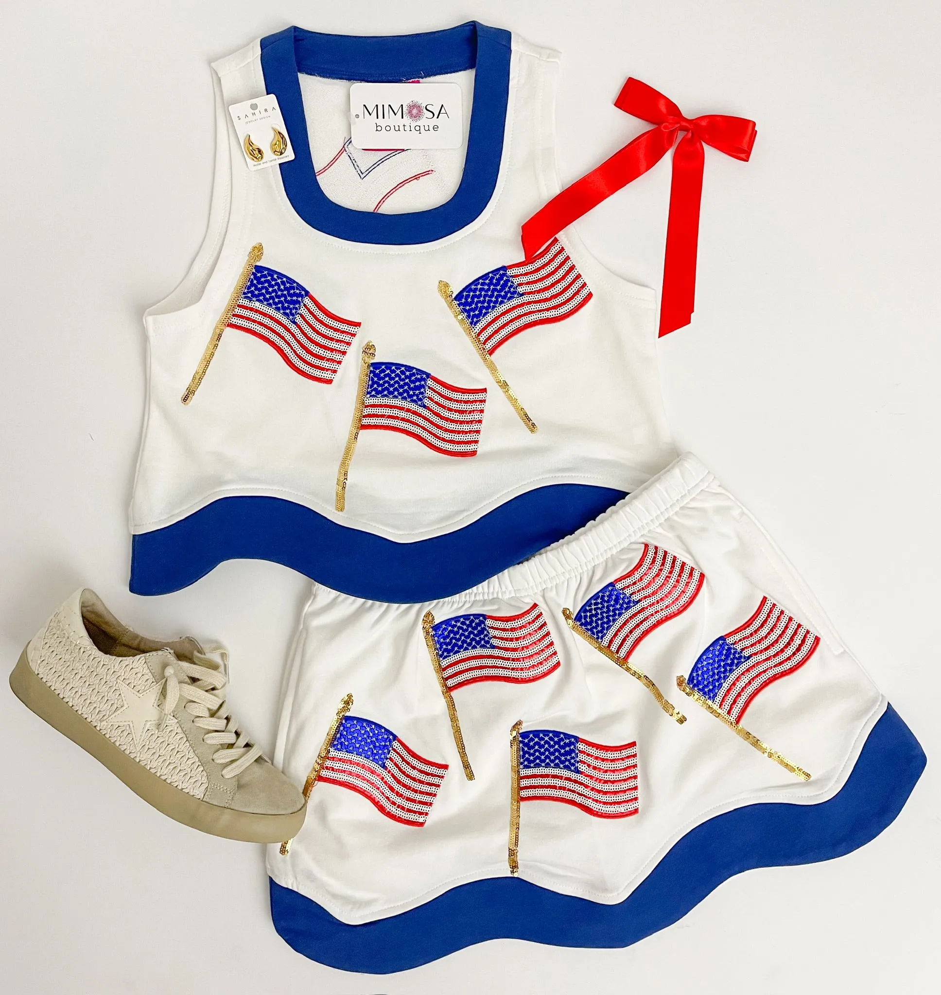 Wavy American Flag Tank sold by Mimosa product image thumbnail 2