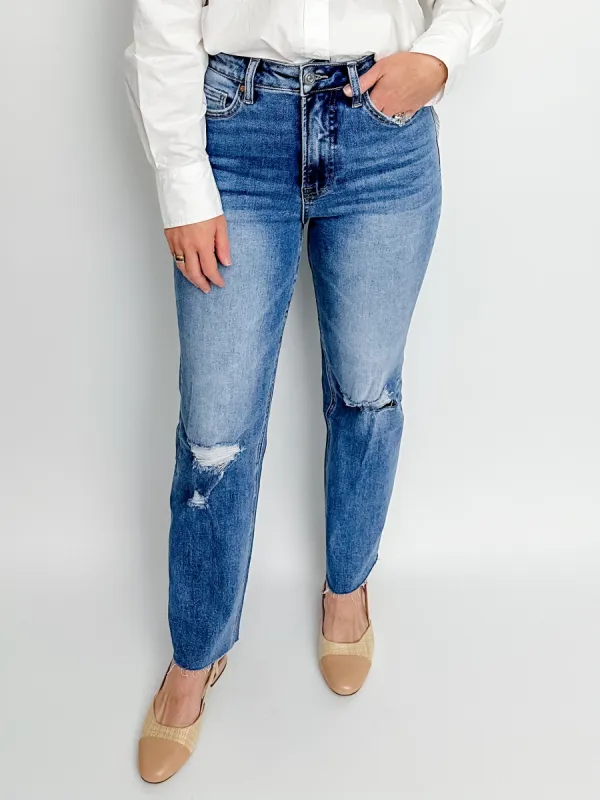 HR Slim Straight Raw Hem Jean sold by Mimosa