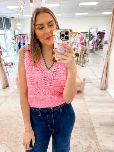 Crochet Contrast Knit Top sold by Mimosa