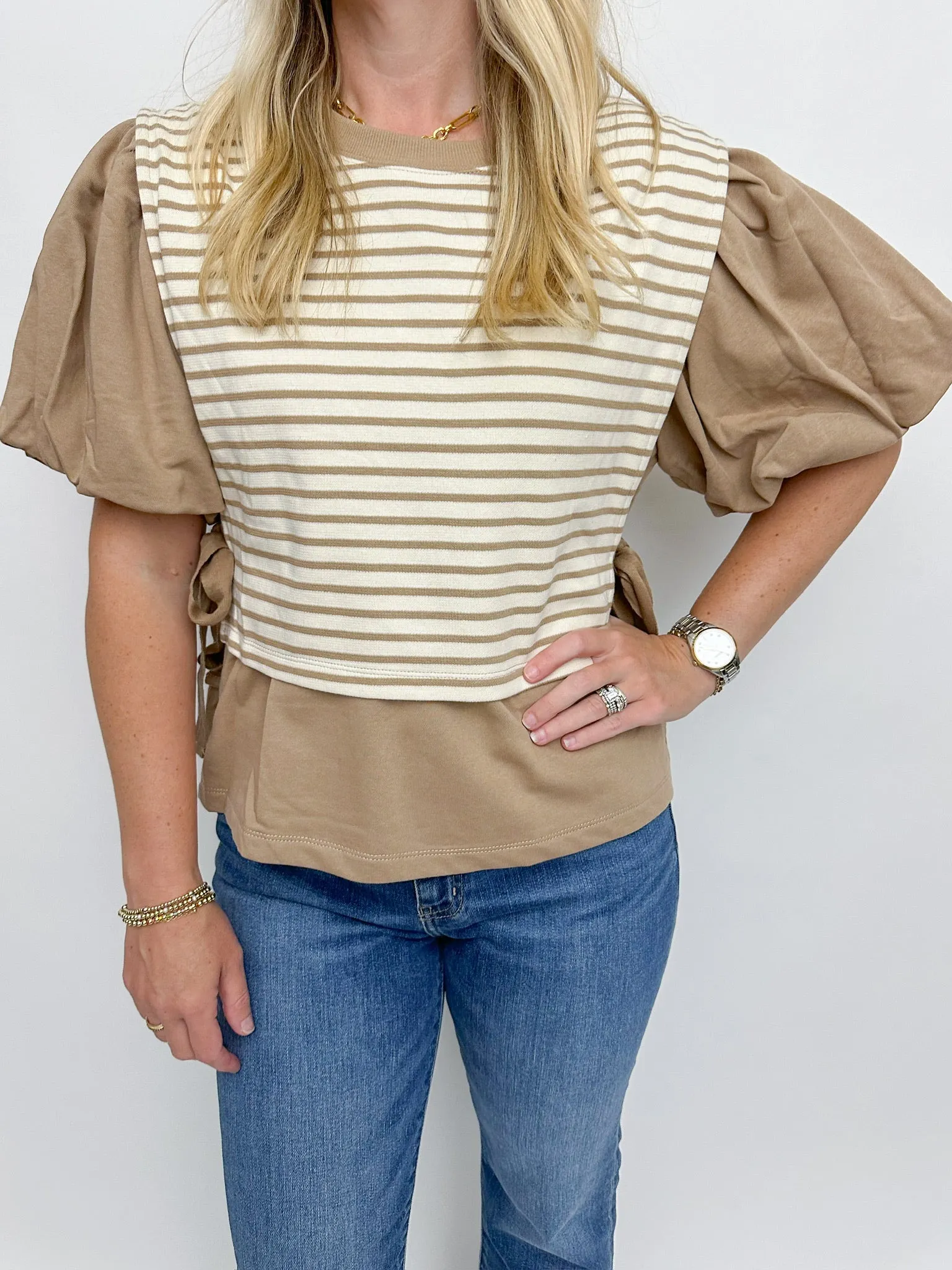 Espresso Layered Stripe Knit Top sold by Mimosa