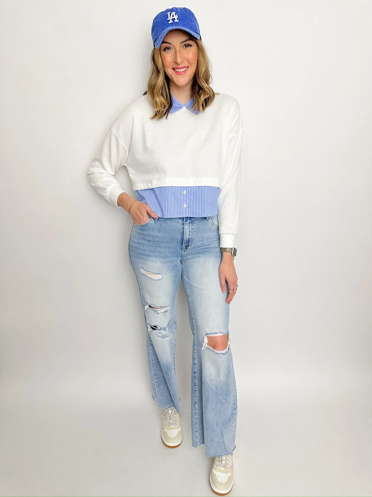 Kendall Mixed Oxford Pullover sold by Mimosa product image thumbnail 2