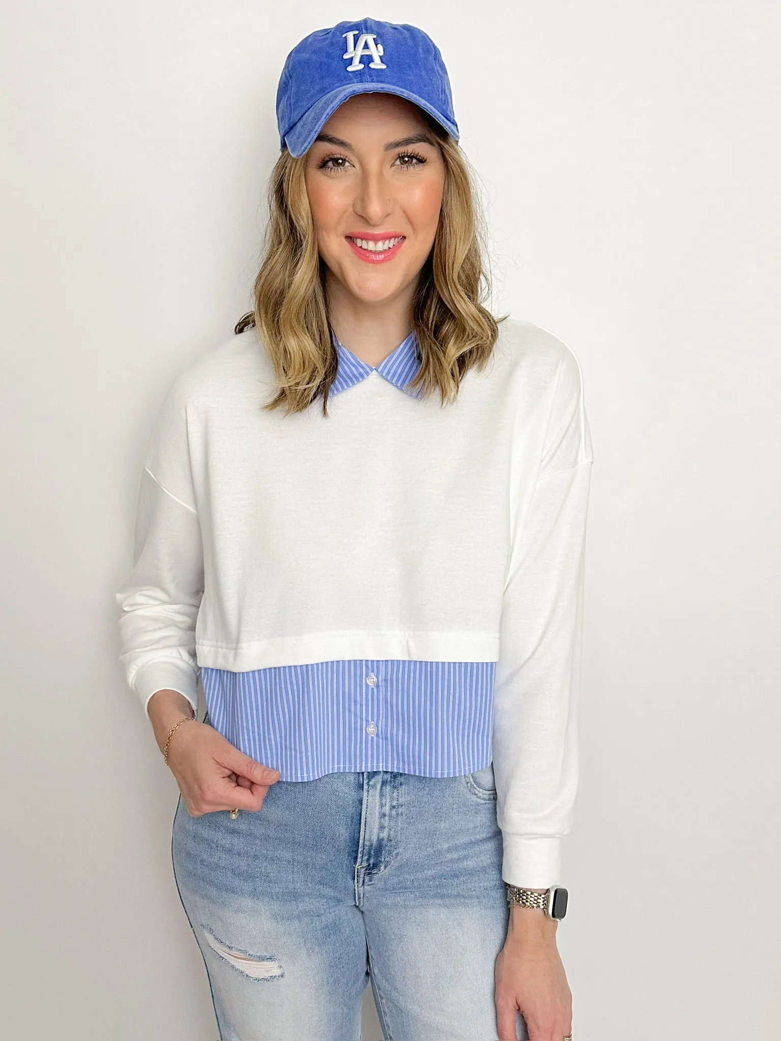 Kendall Mixed Oxford Pullover sold by Mimosa product image thumbnail 3