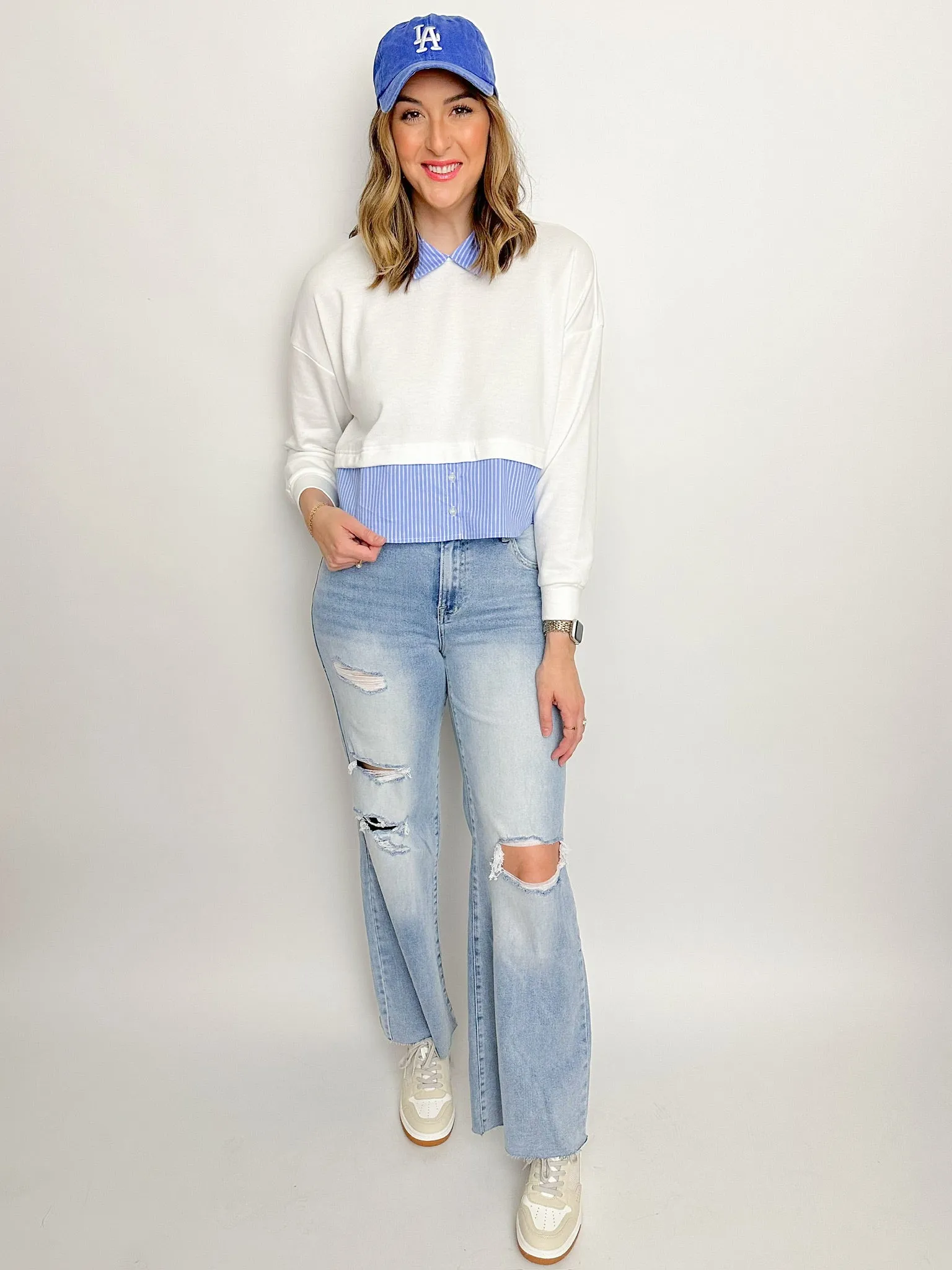 Kendall Mixed Oxford Pullover sold by Mimosa