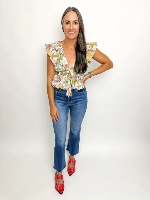 Adelina Watercolor Floral Top sold by Mimosa