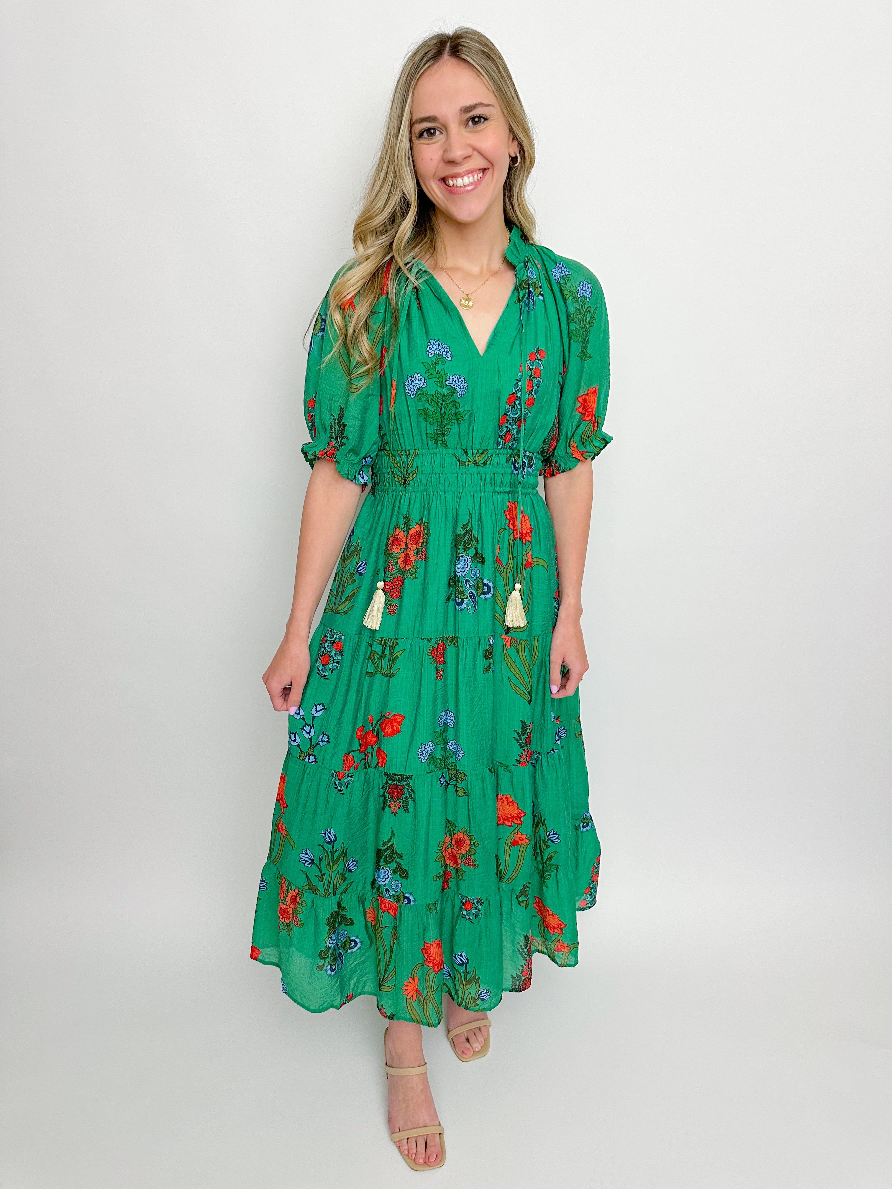 Haven Floral Tiered Midi Dress sold by Mimosa