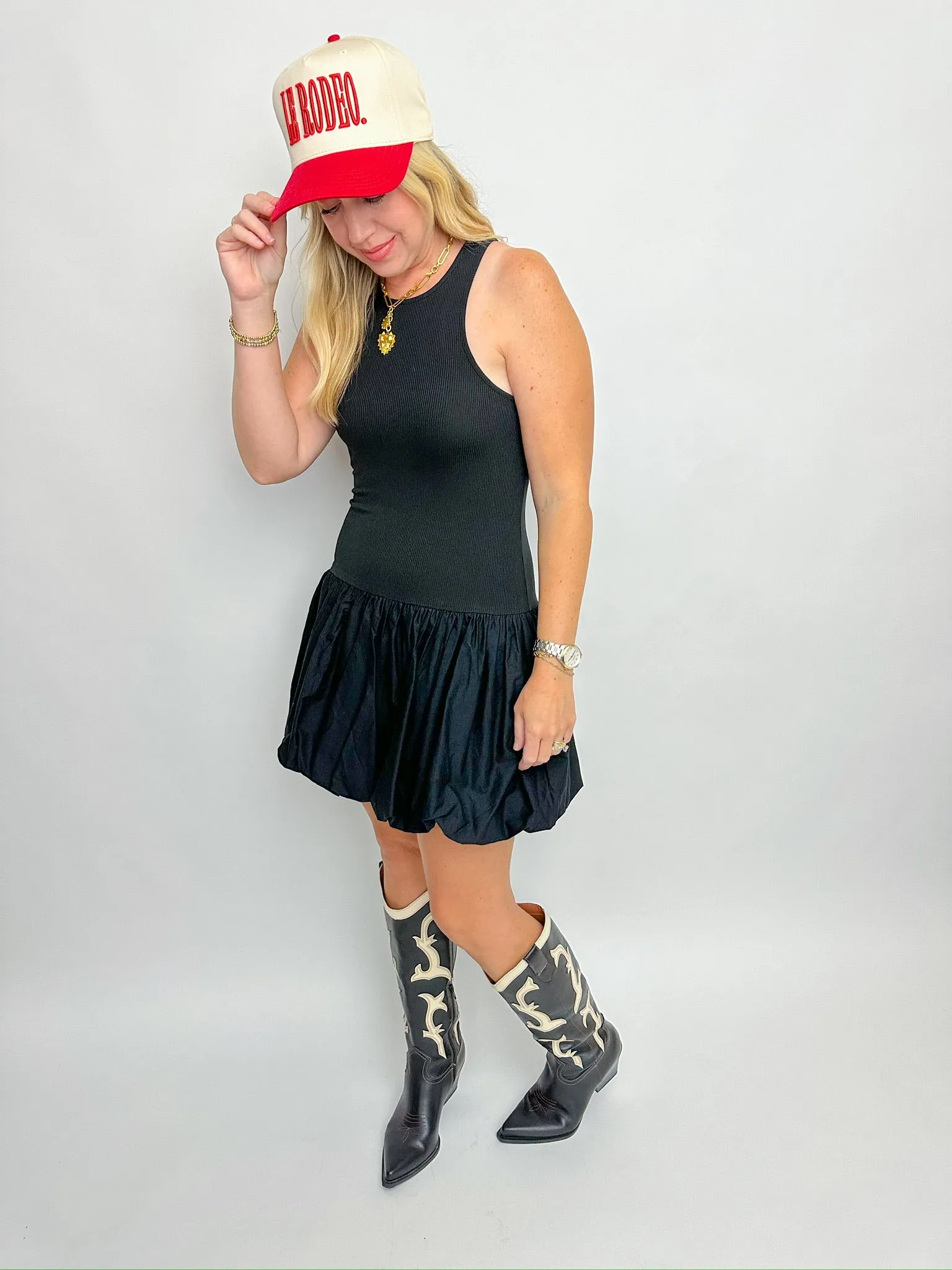 Bubble Hem Contrast Mini Dress sold by Mimosa product image thumbnail 3