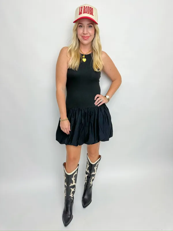 Bubble Hem Contrast Mini Dress sold by Mimosa