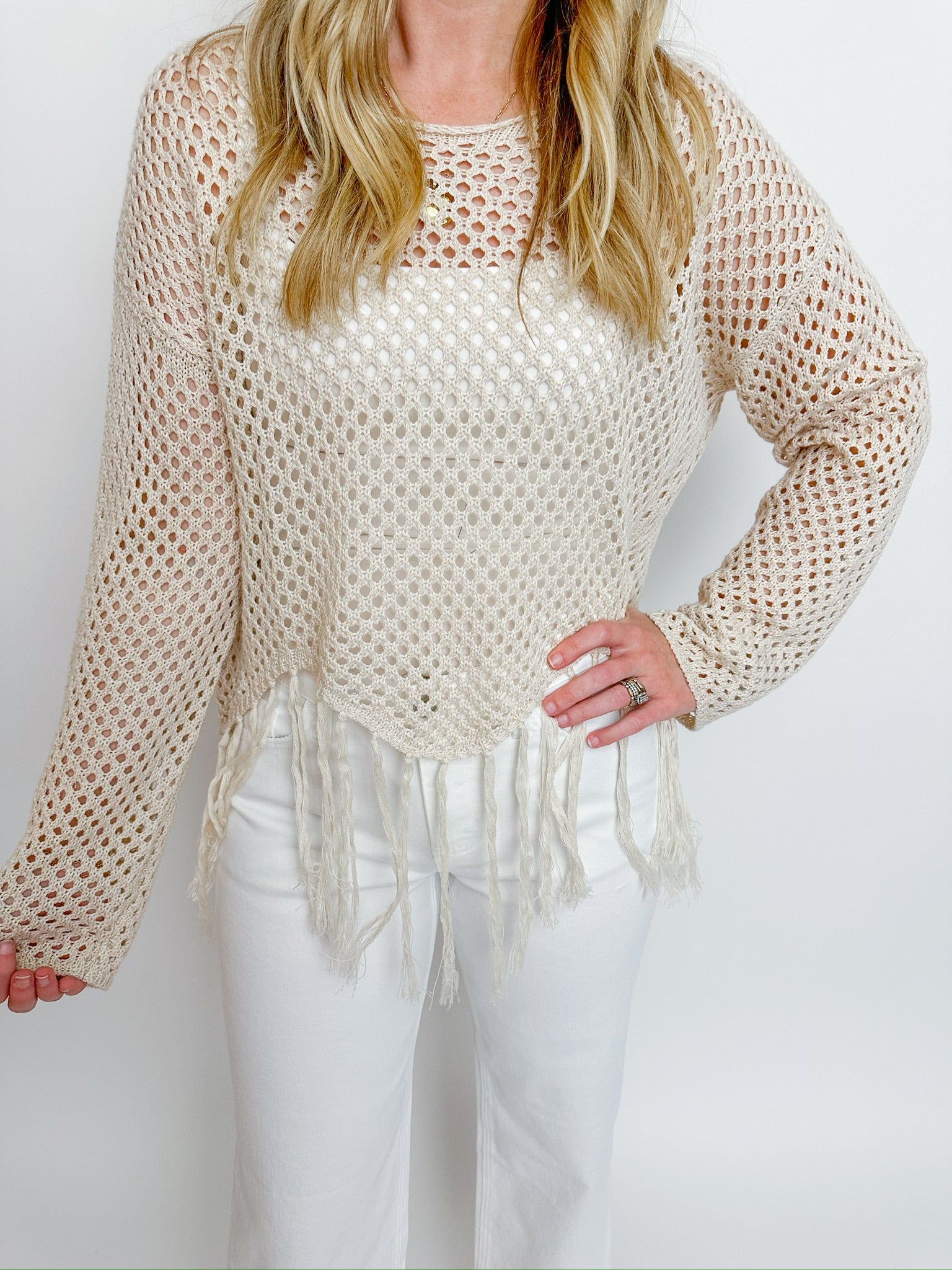 Zig Zag Hem Open Crochet Top sold by Mimosa product image thumbnail 2