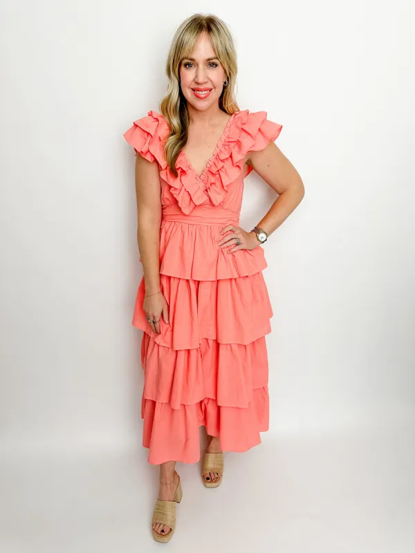 Lavish Lifestyle Ruffled Maxi Dress sold by Mimosa