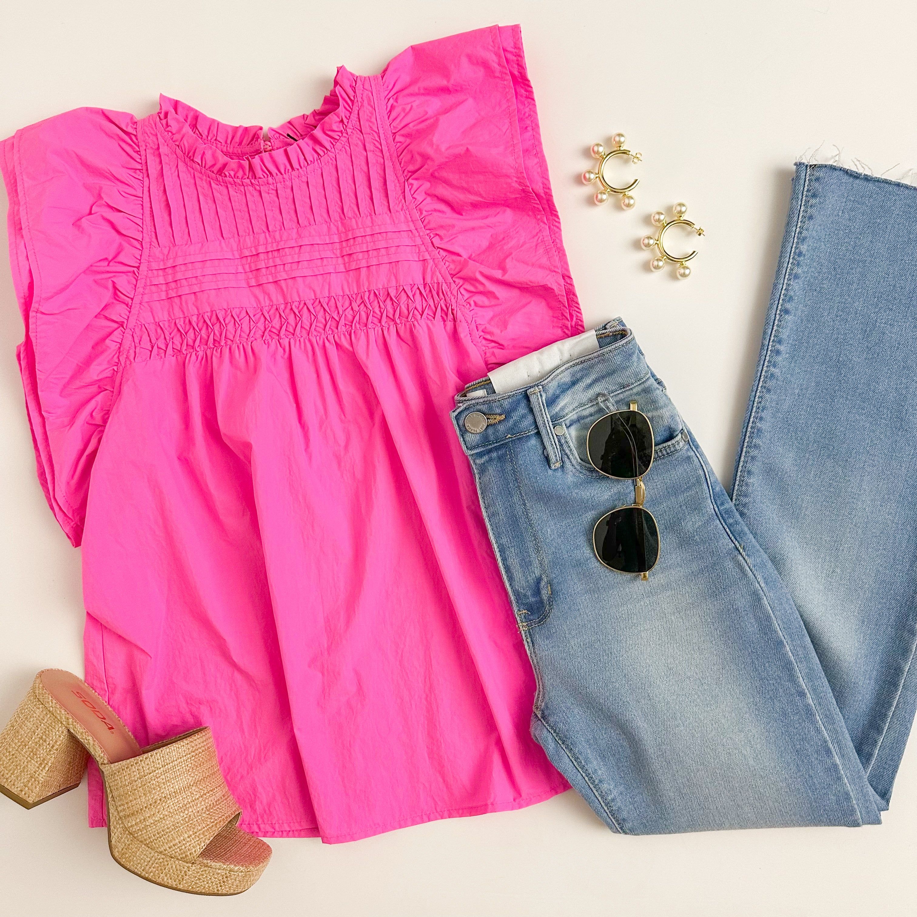 Alexa Poplin Flutter Sleeve Top sold by Mimosa